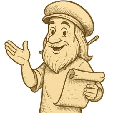 Cartoon Leonardo explaining